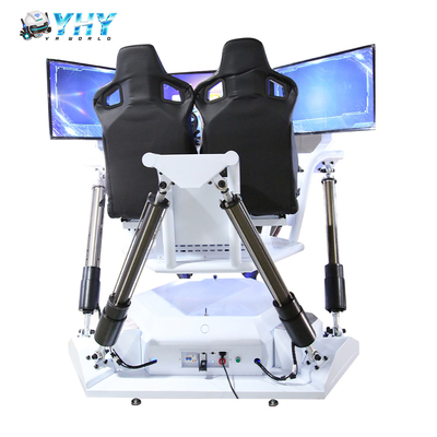 White Color 3 Screen 6 DOF VR Driving Simulator Games For Indoor Playground