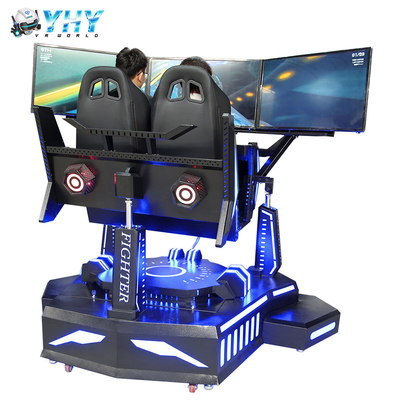 2 Players Three Screen Racing Simulator Adjustable Driving Game Steering Wheel Simulator