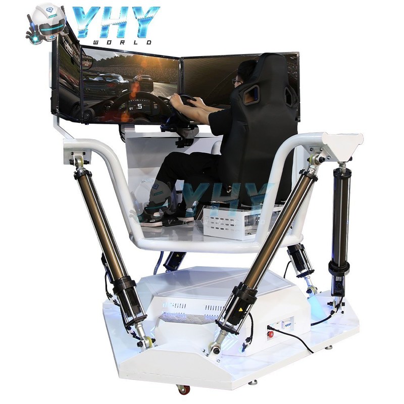 Vr Racing Cage VR Racing Game Machine 6 DOF Platfrom Race Car With 3 Screens Driving ...