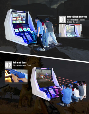 VR Shooting Simulator For Kids With Guns And Double 65inch Screens For Multiplayer Competition