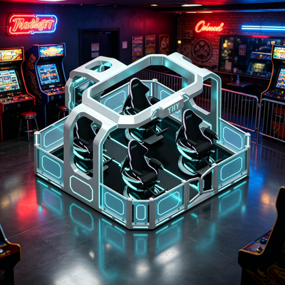 High ROI Commercial 4 Players 360 Degree Rotating VR Roller Coaster Simulator Machine VR Ride Platform