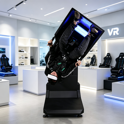 Space-Saving Commercial 360 VR Motion Arcade Equipment with Integrated Control Panel Roller Coaster Simulation