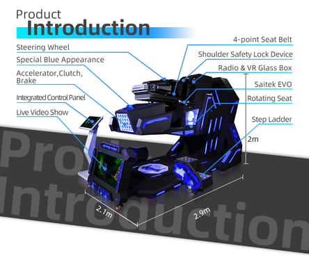 VR 360-Degree Rotating Virtual Reality Aircraft Game Single Driving Chair with Safety Belt Wind Effect 